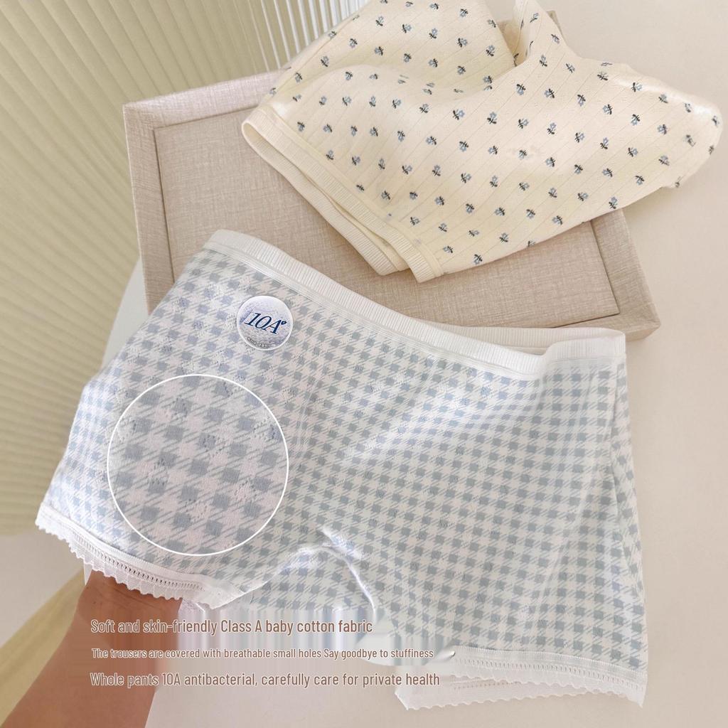 Spring Floral Cotton Women's Antibacterial Low-Rise Underpants with Extended Crotch and Safe Anti-Exposure Design
