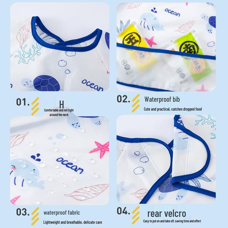 Children's Sleeveless Waterproof Smock Bib with Rice Pocket