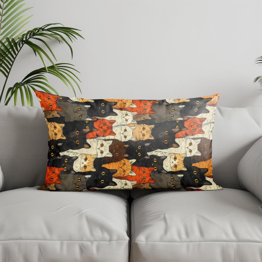 Home Decor Cute Cats Pillow Cover Design Suitable For Sofa Bedroom Car Pillow Cover Cushion Rectangular Back Cushion