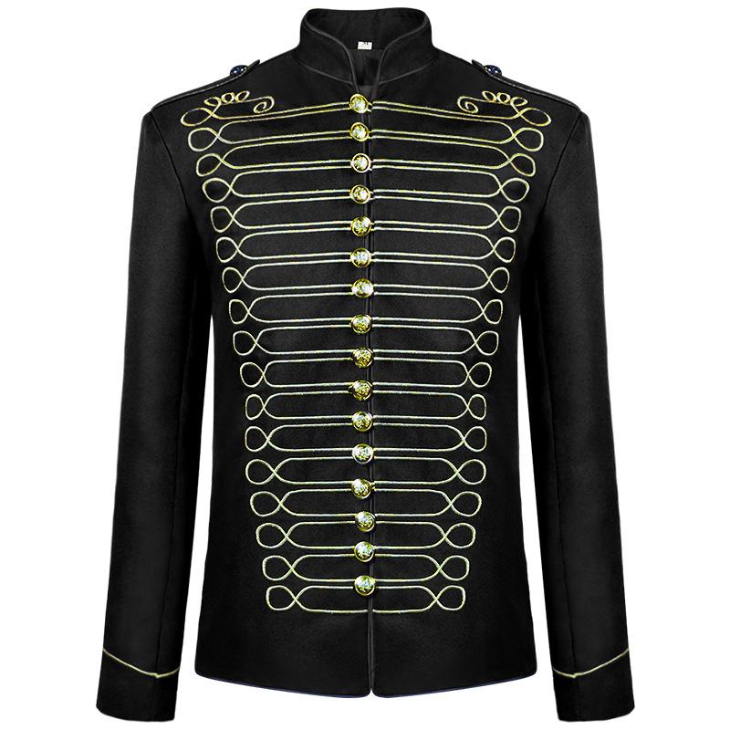 Men's Coat Jacket Gothic Embroidered Button Uniform Suit Outerwear Praty