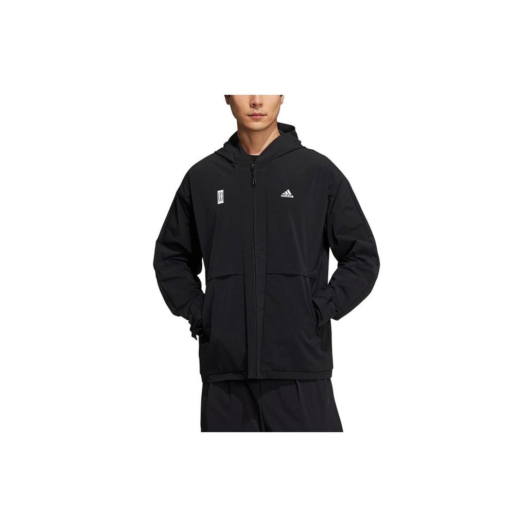 Adidas Sports Logo Casual Hooded Jacket Men Outerwear Black H39259