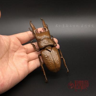 Solid Large Beetle Ornament Golden Bull Japanese Style Tea Pet Insect Simulation Long-Horned Copper Bug