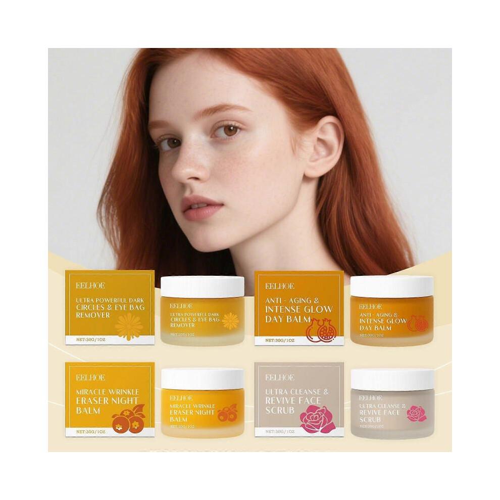 Set per la Cura della Pelle Matura Biologica - Scrub Viso Rose Revive, Balsamo Giorno Anti-Età e Intenso Illuminante, Balsamo Notte Antirughe e R