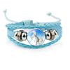 Bracciale in Pelle Intrecciata Multistrato con Motivo Animale Cavallo e Cabochon in Vetro Resina Gioielleria