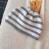 56-58cm Size Warm Winter Beanie Polyester Soft Cold Proof Hat Stripe Knitted Beanie Hat  For Women