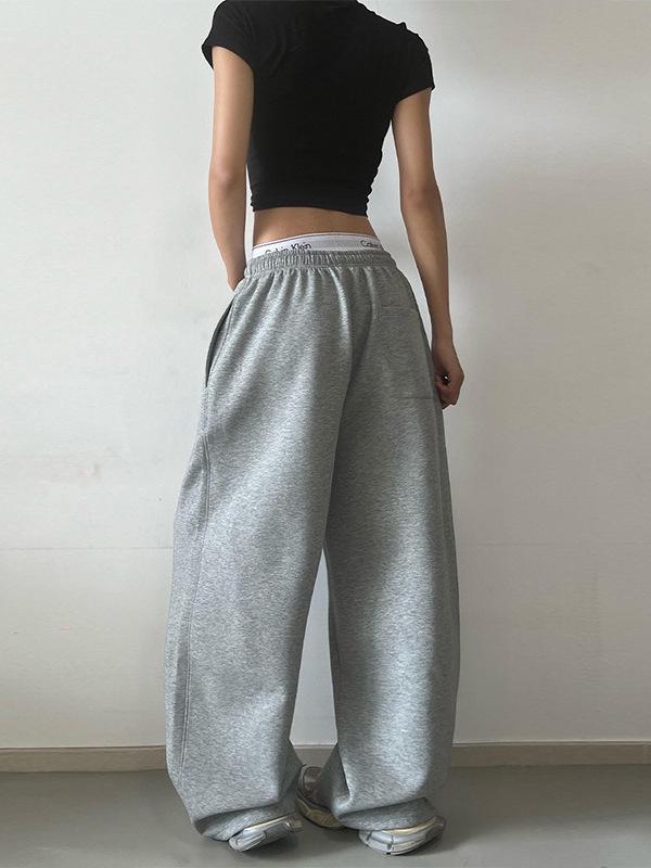LKTM Unisex Grey Casual Wide-Leg Sweatpants