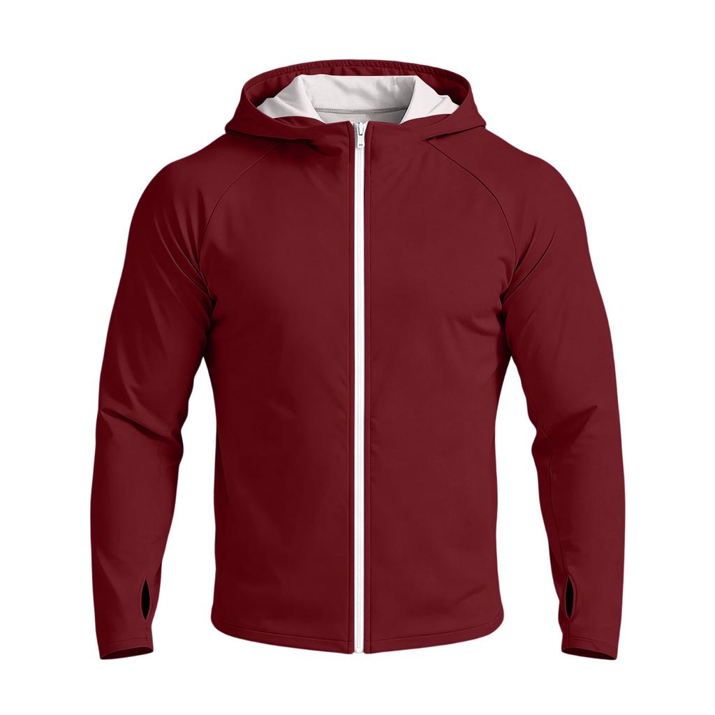 Men's Casual Raglan Sleeve Hooded Long Sleeve Sun Protection Jacket Lightweight Breathable Outdoor Zip Up Top