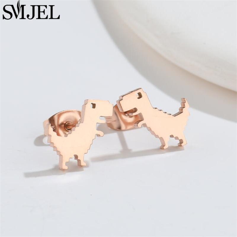 Cartoon Animal Design Dinosaur Stud Earrings for Girls Daily Jewelry Funny Tyrannosaurus Earings Mini Ear Jewelry Party Gifts