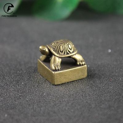 Solide Reine Messing Kleine Schildkröten Siegel Statue Chinesisches Feng Shui Glücksbringer Heimdekorationen Ornamente Liebenswerte Tierfiguren Schreibtischdeko