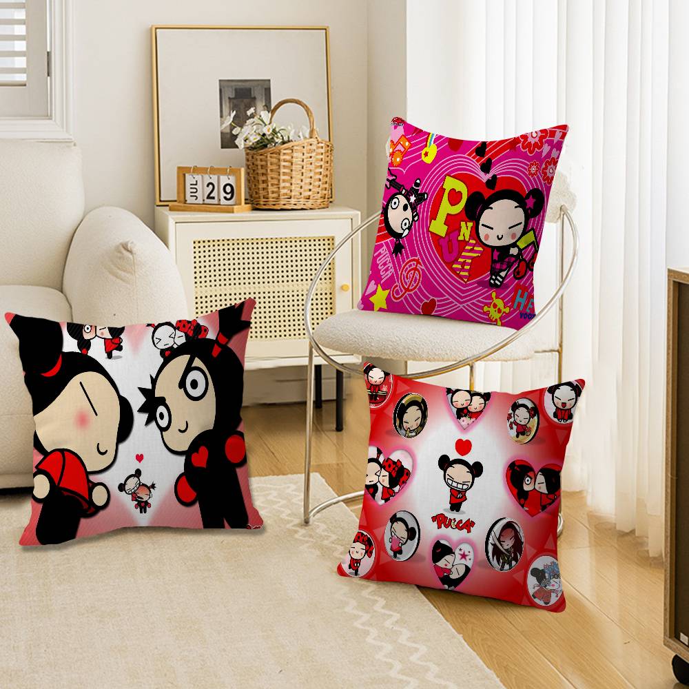 Cute Cartoon Pucca Garu Pillow Anime Pillow Sofa Bed Head Pillow Cover Cushion Cover 45x45 cm Fashion