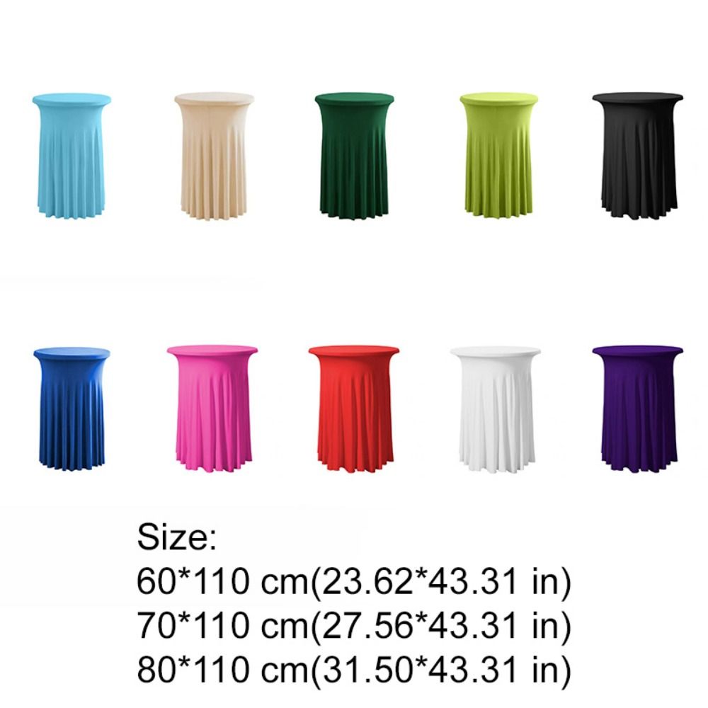 Solid Color Height Stretch Round Tablecloth Long Drape Bar Counter Cover  Auditorium