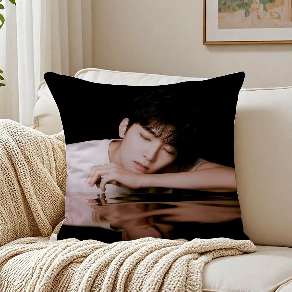 Popular Kpop Idol WWonwooS Cushion Cover Linen Pillowcase Soft for Sofa Bed Home Room Decor