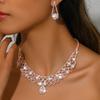 3-teiliges Böhmischer Luxusstil Elegantes Damen Strass Halsketten Ohrring Set Hochzeiten Geburtstage Strandpartys Kleider Accessoires