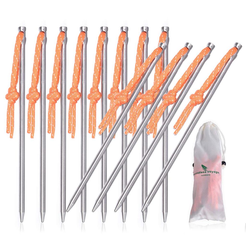 Boundless Voyage Tent Titanium Outdoor Camping Suitable for Hard and Grassy Tarp Pegs Ti4005P Pegs, 4/8/12-Piece Set, Ultra-Hard, Wear-Resistant