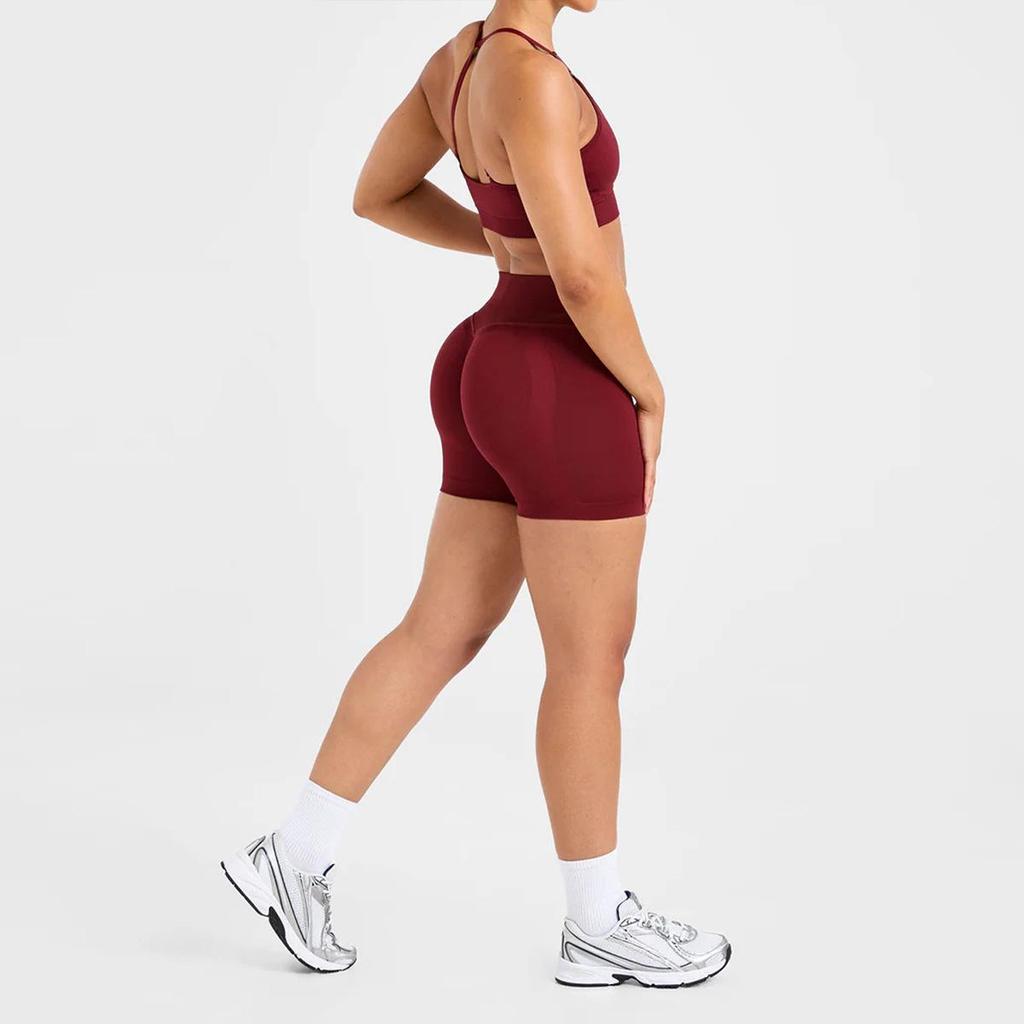 High-Waisted Seamless Peach Booty Yoga Shorts - Women's Sports Running Fitness Wear