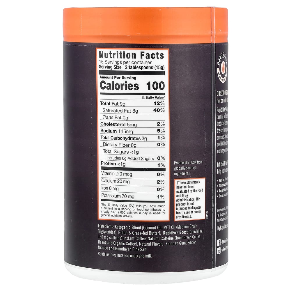 Rapidfire Keto Coffee Hazelnut Instant Medium Roast 225g (7.93oz)