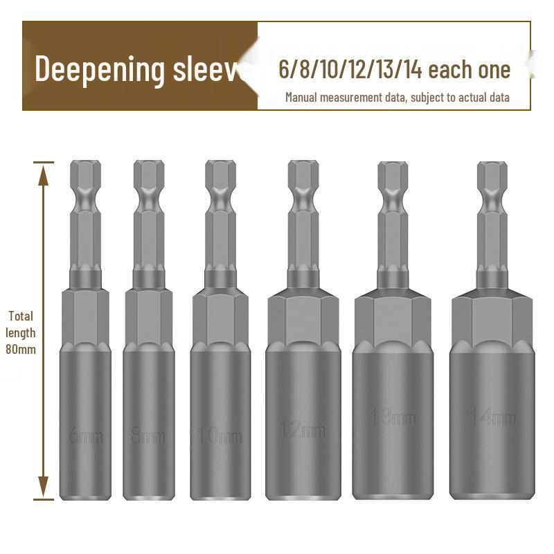 Deep Hex Long Electric Wrench and Screwdriver Bit Set, 8mm