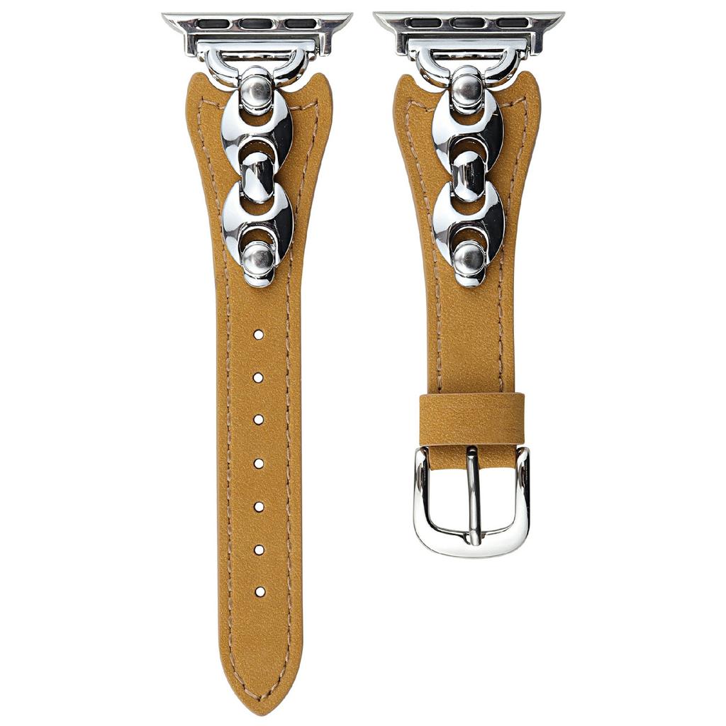 Watch Strap For Apple Watch Series 10 Ultra 9 8 7 SE 6 5 4 3 2 1 46mm 49mm 45mm 44mm 42mm D-Shaped Metal Ring Leather Band