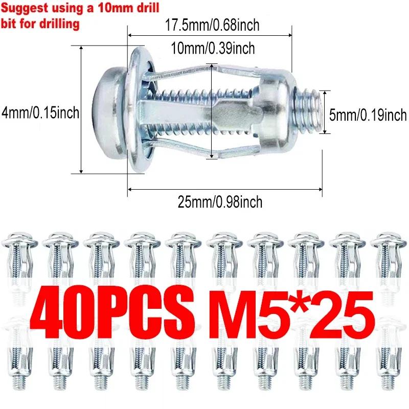 20/40PCS Jack Nuts Screw Petal Screw Anchors Expansion Plugs for Curtain Expansion Clamp Rivet Lock Bolt Jack Nut Bolt Fasteners