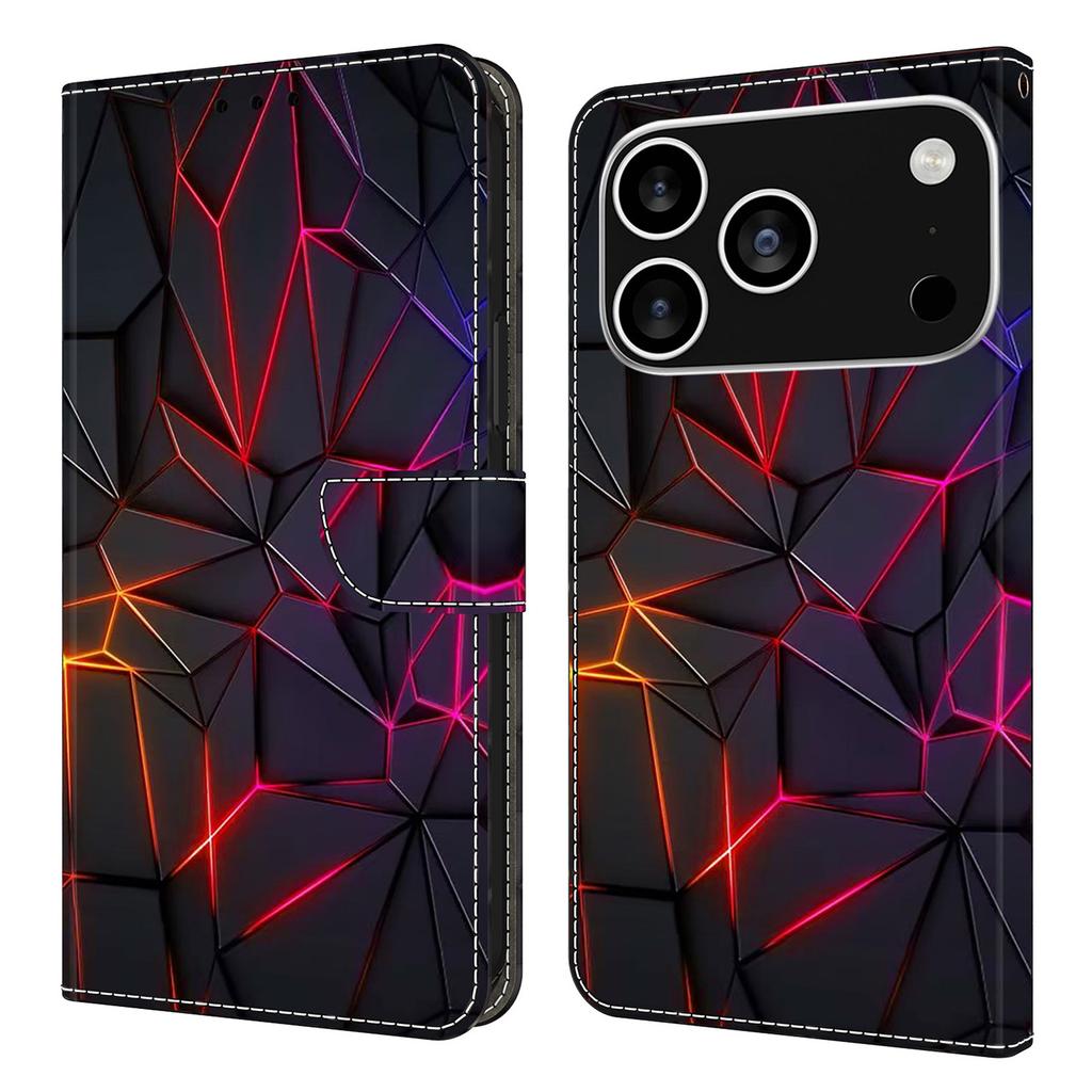 For iPhone 17 Pro Max Case with Card Slot Pattern Printed TPU+PU Leather Flip Phone Cover