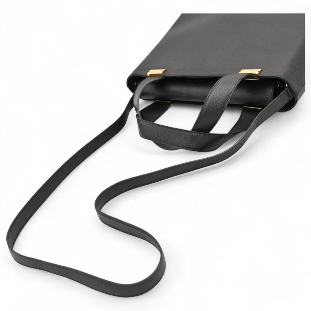 Authentische Ferragamo 2-Wege-Handtasche schwarzes Leder sf5608cc