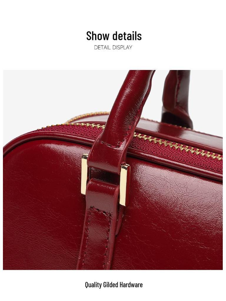 Red Square Women's Pillow Handbag - 2025 Autumn/Winter Korean Casual Shoulder Crossbody