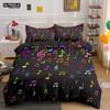 Musical Note Bedding Set 2/3pcs Music Theme Quilt Cover King/Queen Size With Pillowcase Fashionable Psychedelic Soft Duvet Cover
