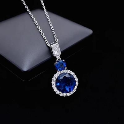 Jewelry Imitation Sapphire Ruby Necklace Women'S Big Diamond Pigeon Egg Cultivation Treasure Pendant Collarbone Chain