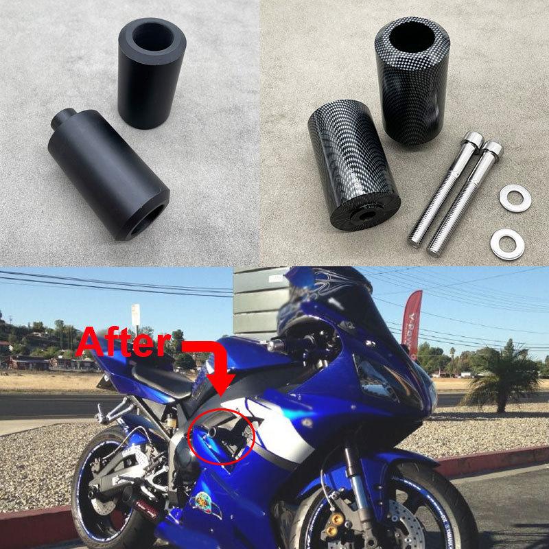 %100 Yepyeni Motosiklet Parçaları Karbon Kesilmeden Şasi Kaydırıcıları Çarpma Düşme Koruması Yamaha YZFR1 YZF-R1 YZF R1 2002 2003 İçin