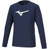 Training Wear Long Sleeve Dress L T-Shirt, Moisture-Wicking, Quick-Drying, 32MAA157, Navy/White,