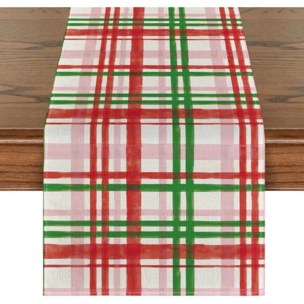 Christmas Snowflake Table Runner Durable Linen Dining Tablecloth Stain Resistant Holiday Decor