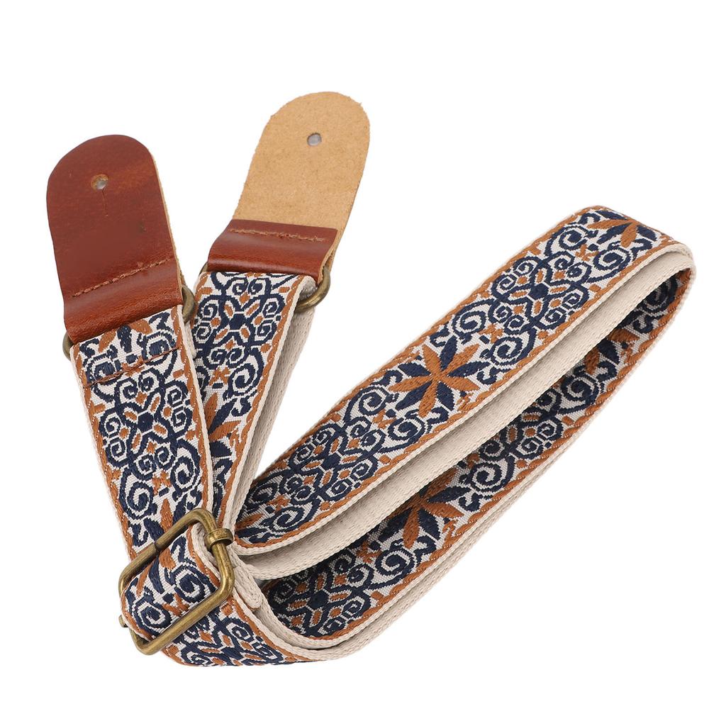 Ukulele Gurt Stickerei Stil Retro Metallschnalle Verstellbarer Atmungsaktiver Schultergurt für Banjo