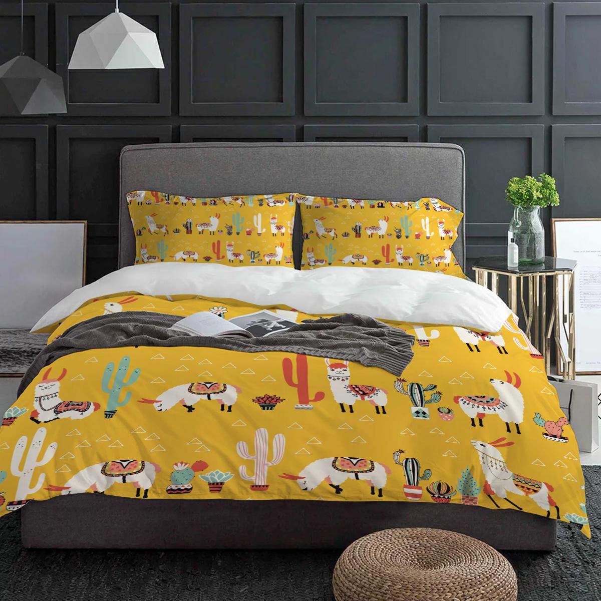 

Мультяшный кактус лама альпака Мексика каваии постельный комплект 3 предмета пододеяльник наволочка одеяло пододеяльник комплект двуспальный домашний текстиль EU single(135x200cm)