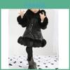 Adorabile Cappotto Invernale da Bambina di Media Lunghezza con Collo in Peluche e Fodera in Cotone