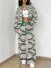 Stripe Explosion Autumn and Winter New European and American Women's Clothing Smudge Printing Suit Women