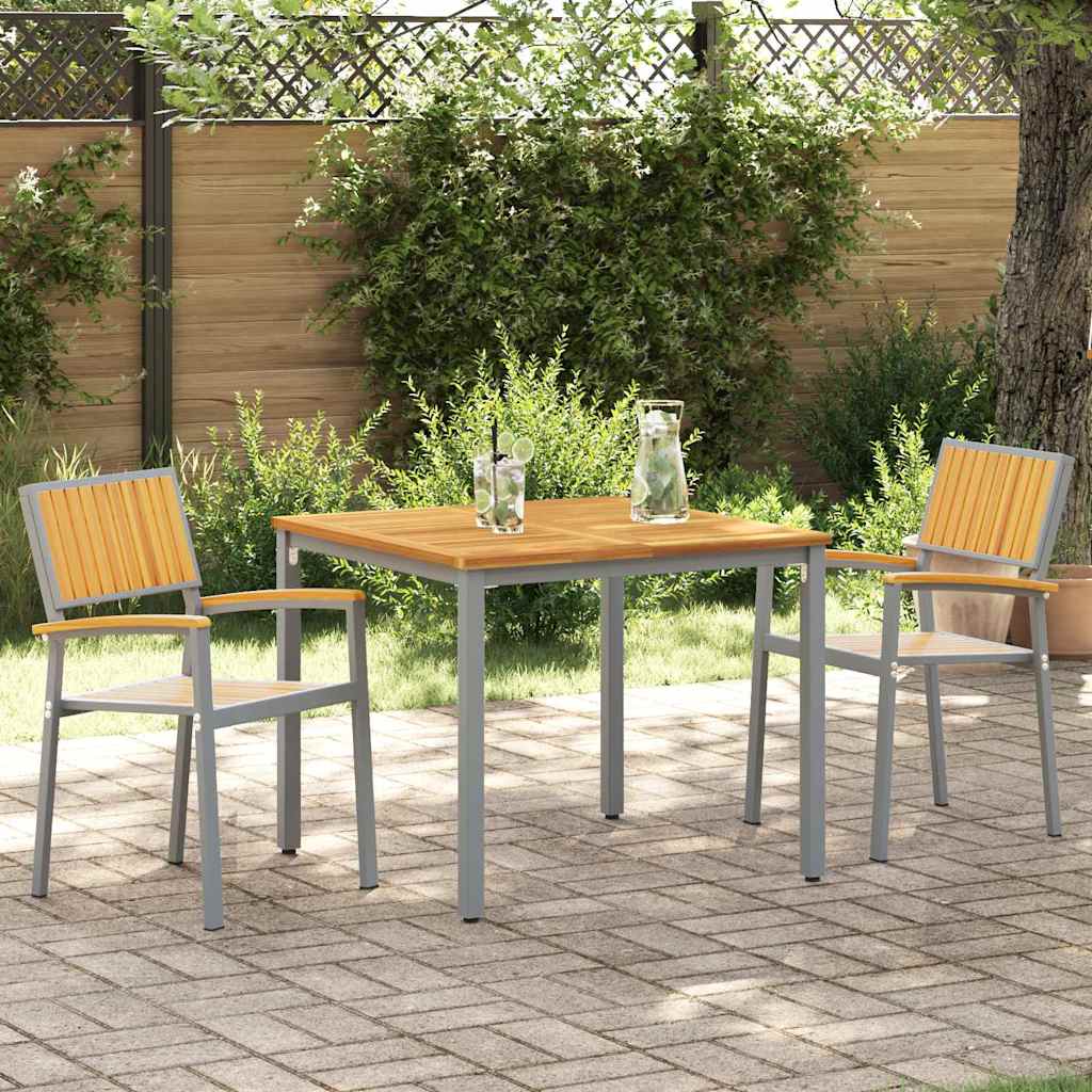 Stackable Chair 2 Pcs Brown Solid Wood Acacia Stackable