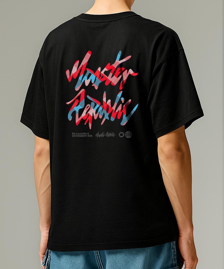 MONSTER REPUBLIC Square Logo Red T-Shirt Black_8118