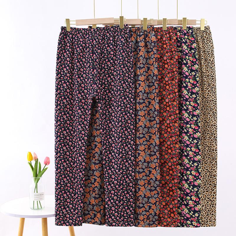 

2025 Winter Women s Floral Low-Waist Thickened Cotton Pants with Soft Fleece Lining, Perfect for Middle-Aged and Elderly One Size