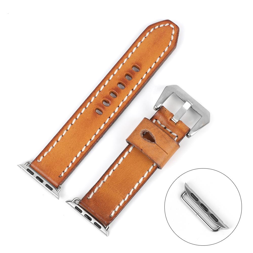 Vintage Leather Watch Band 44mm 40mm 42mm 38mm Black Tan Cowhide Watch Strap Replacement for Smartwatch Wrist Bracelet Watches