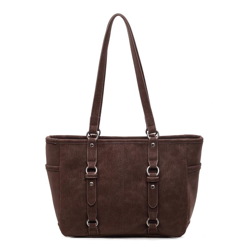

Bags Femininity Large Capacity Tote Bags Commuter Premium Fashion Shoulder Bags Retro Niche Underarm Bags темно-коричневого