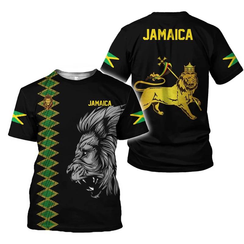 Jamaica Flag Emblem Graphic T Shirt For Men 3D Print Jamaican T-Shirt Tops Short Sleeve O Neck Mens Tee Shirts Streetwear