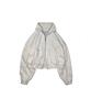 320Showroom Velvet Yoke Satin Shirring Zip-Up Ivory