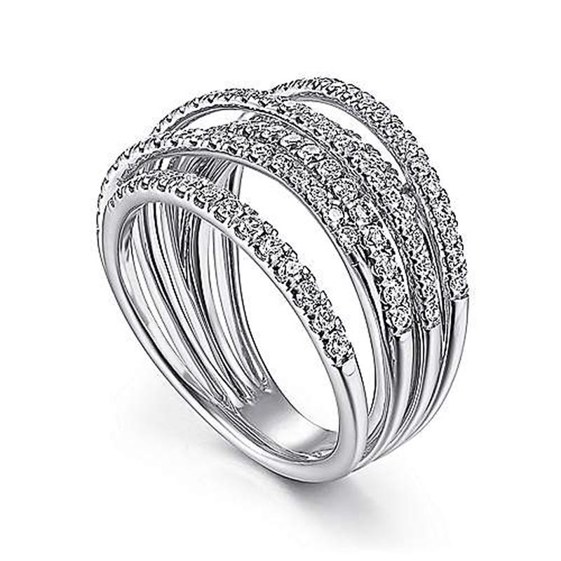 Fashion Multi-Layered Cross Finger Ring with Dazzling CZ Stone Daily Wear Statement Rings for Women Party Jewelry 2022