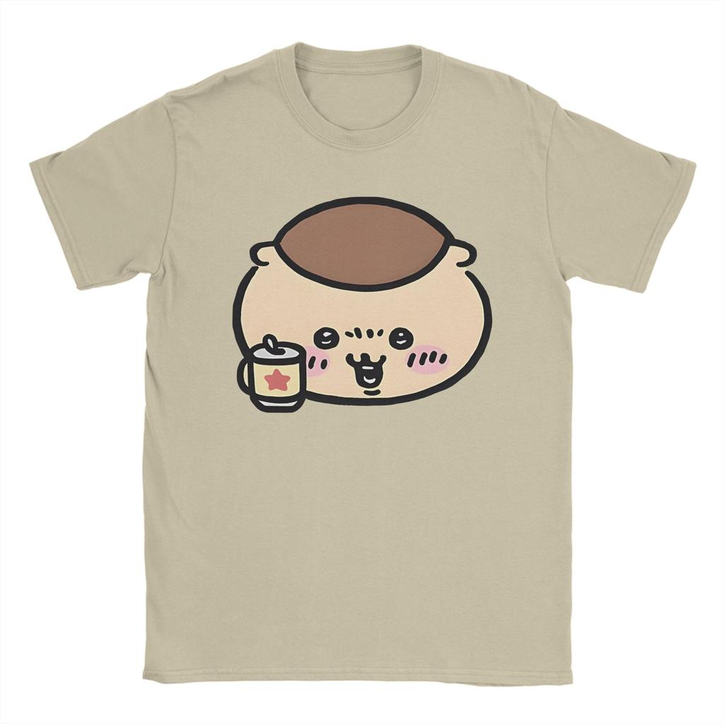 Chiikawas Kurimanju T Shirt for Men Pure Cotton Awesome TShirt Crew Neck Tees Short Sleeve Clothing Plus Size