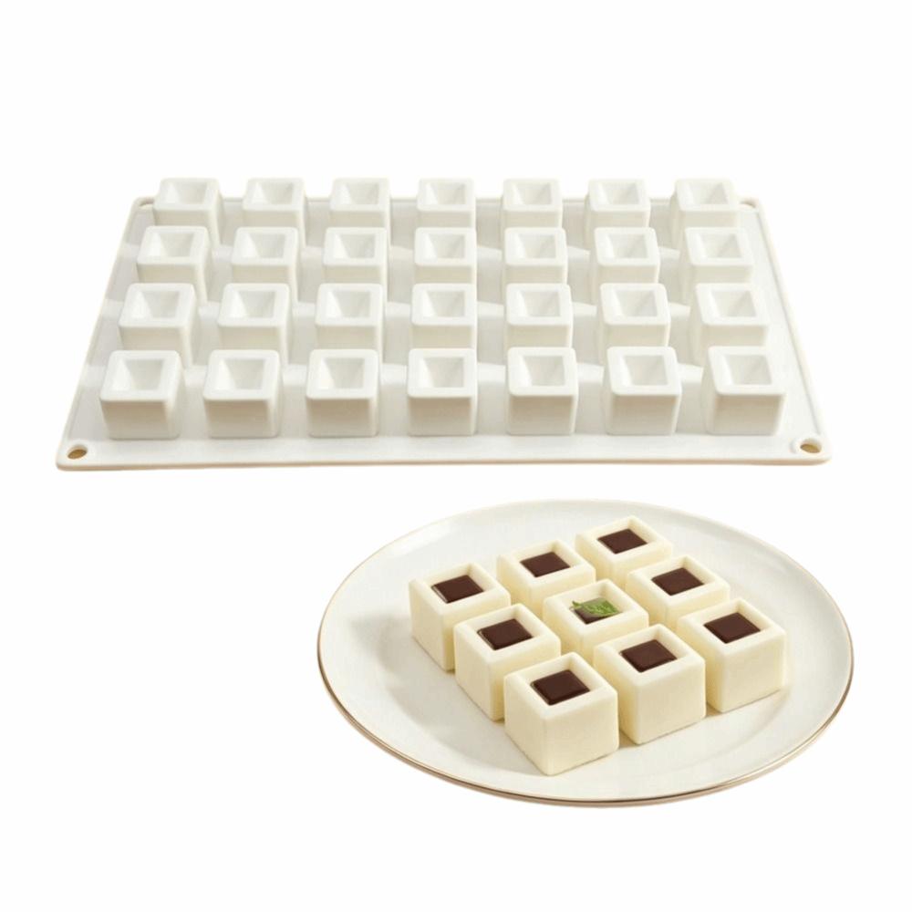 Food-Grade Silicone Mini Square Mousse Cake Mold 28 Cavity French Pastry Baking Mold белый