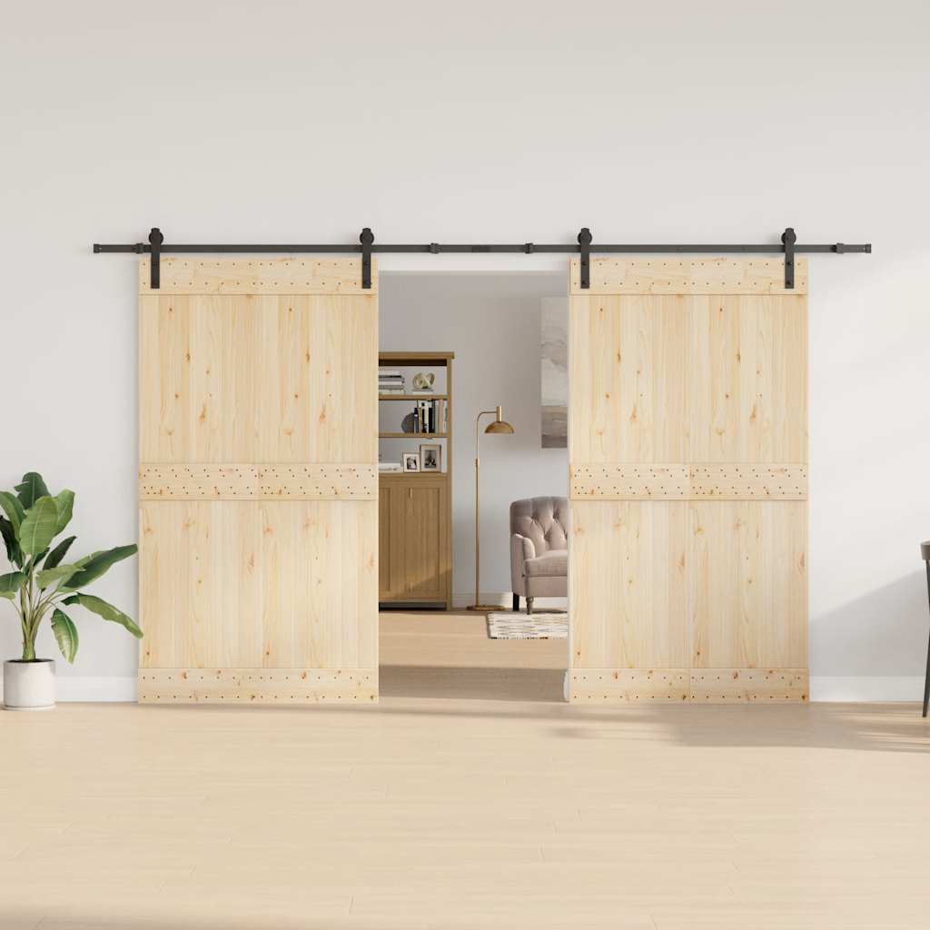 Sliding Door Hardware Set 366 cm Steel Black