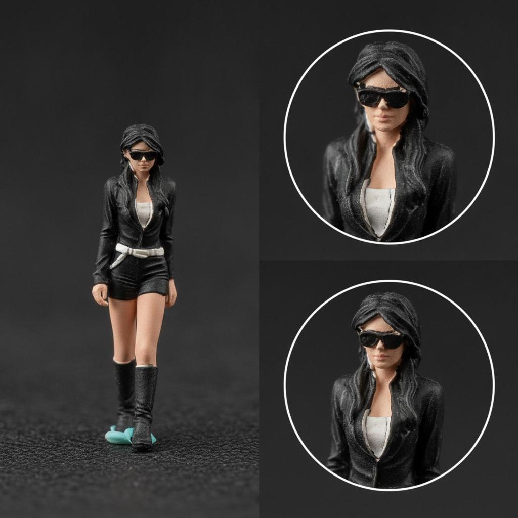 Resin Miniature Female Figurine Detailed 1/64 Scale Hand-Painted Figure Compact