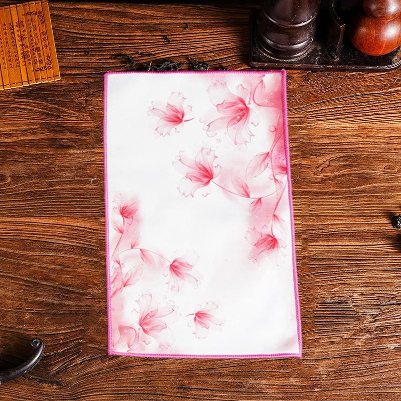 1Pc 16x29cm Colored Tea Towel Teahouse Household Creative Antique Absorbent Suede Tea Mat Printing China-Chic Tea Cloth