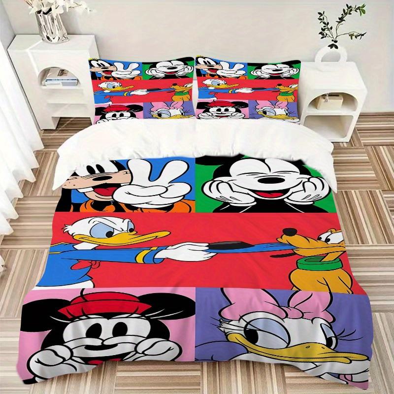 3pcs Mickey, Minnie Printed Bedding Set, Breathable And Soft, Machine Washable, Christmas Gift, Suitable for Bedroom Decoration, 087