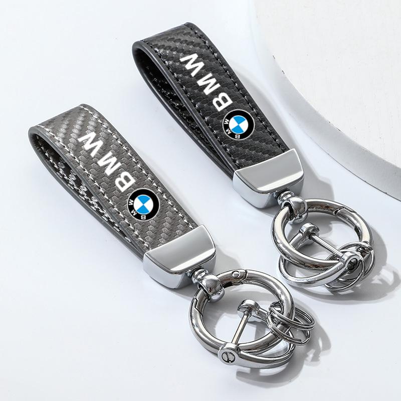 Carbon fiber Car Keychain Ring Leather Emblem Keyring For BMW 1 2 3 4 5 7Series X1 X3 X4 X5 X6 F10 F20 G30 F15 F16 Car Sticker npdf01